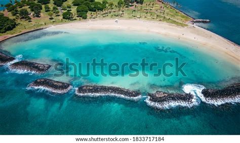 Aerial Magic Island Lagoon Oahu Hawaii Stock Photo 1833717184