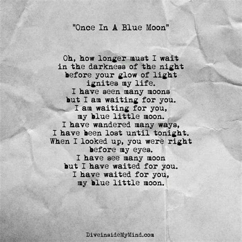 Once In A Blue Moon Blue Moon Moon Love Quotes Moon Poems