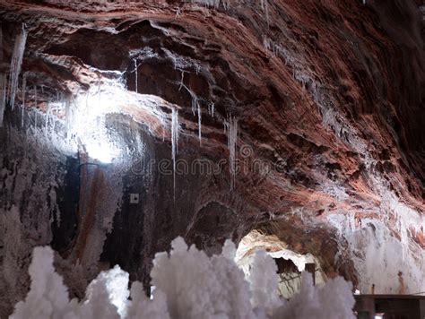White Natural Salty Stalactites At Salt Cave Stock Photo Image Of