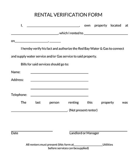 Free Rent Verification Forms Landlord Tenant Word Pdf
