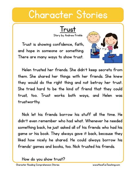 Here are 9 reading strategies for quick comprehension. Reading Comprehension Worksheet - Trust