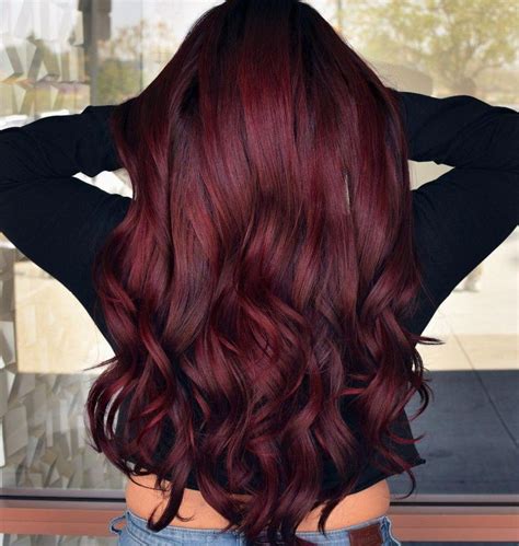 Long Dark Red Wine Hair Color Blackhair In Shades Of Red Hair