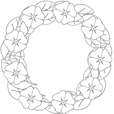 Bloemenkrans Kleurplaat / Spring Flower Wreath Of Crocuses. Vector