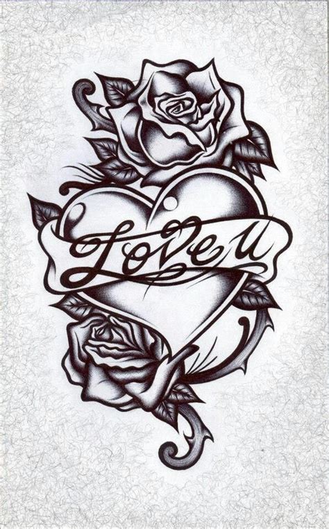 Love Rose Drawing Tattoo Roses Drawing Heart Tattoo Designs