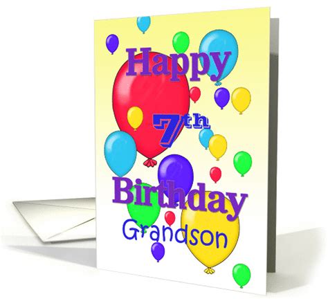 happy 7th birthday grandson balloons card 1373994