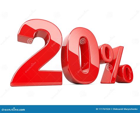 Twenty Red Percent Symbol 20 Percentage Rate Stock Illustration