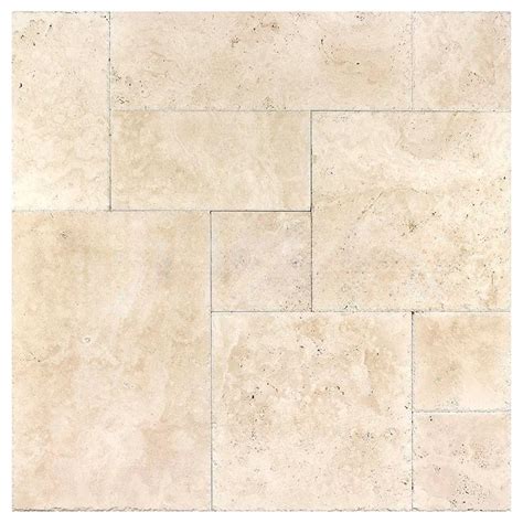 Ivory Cross Cut Chiseled And Brushed Travertine Versailles Pattern