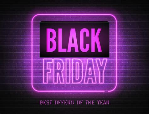 Premium Vector Black Friday Discounts Tempting Neon Vector Banner
