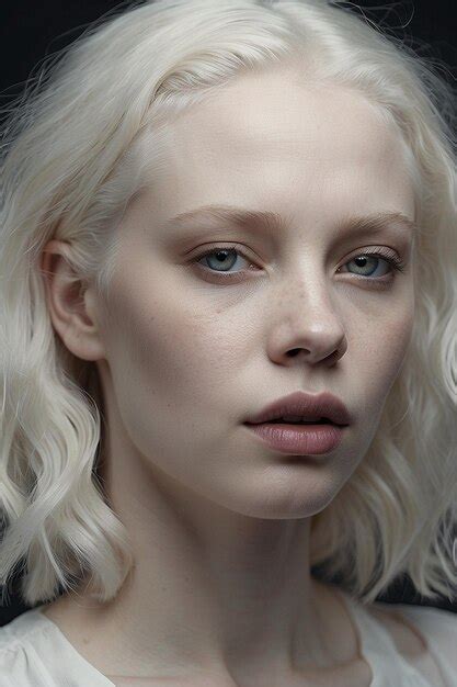 premium ai image portrait of beautiful albino woman