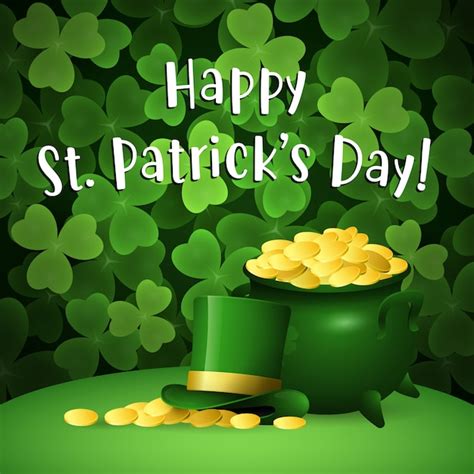 Free Vector Happy St Patricks Day Lettering With Pot Of Gold And
