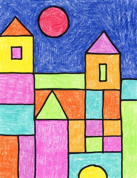 Easy How To Draw Paul Klee Castle And Sun Art Project Tutorial Castle