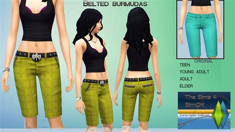 Mod The Sims Bermuda Shorts With Belt For The Ladies