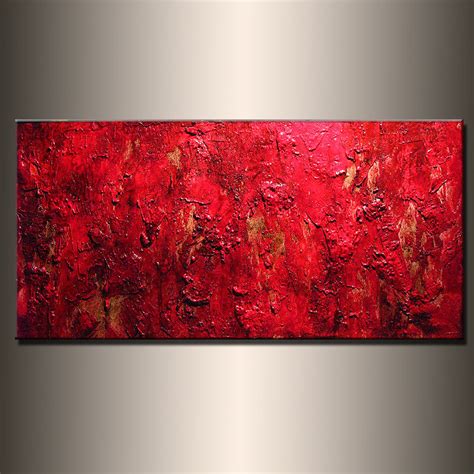 Painting Red Texture Abstract Painting Contemporary Wall Art Modern R