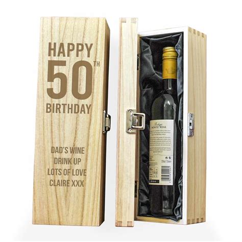 It is an age significant enough to have a special detail. Happy 50th Birthday Personalised Wine Box