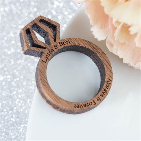 Personalised Wood Proposal Engagement Ring Wooden Rings Engagement