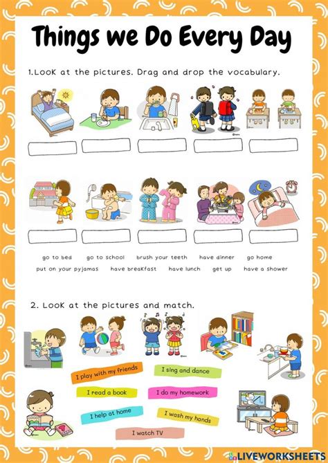 Things We Do Every Day 1 Worksheet English Activities For Kids