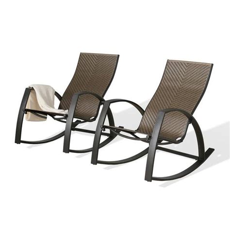 Ulax Furniture Metal Steel Wicker Outdoor Rocking Chair 2 Pack Hd