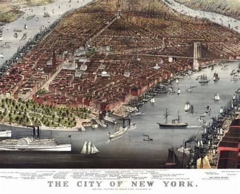 New York City 1876 Birds Eye View Map Click To See Available Print Sizes