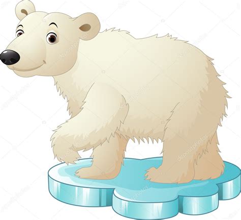 Cartoon Polar Bear Sitting Cartoon Polar Bear Sitting On Floe — Stock