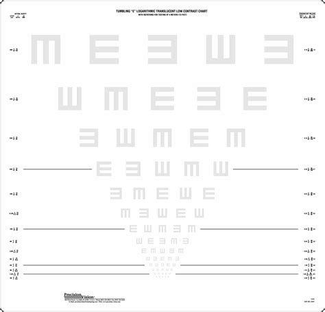 Tumbling E Translucent Chart Contrast Sensitivity Precision Vision