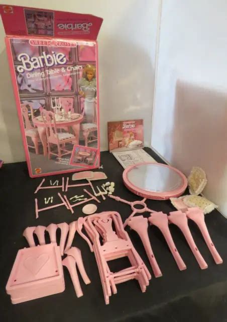 Vintage 1987 Barbie Sweet Roses Dining Table Chairs Set Mattel Near Complete 4999 Picclick