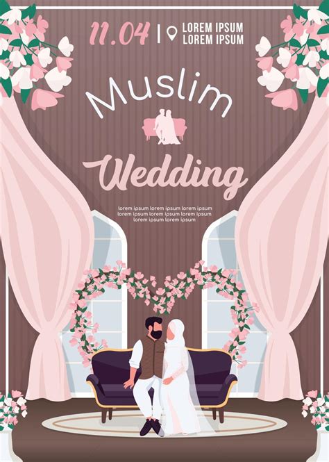Muslim Wedding Invitation Flat Vector Template 2693249 Vector Art At