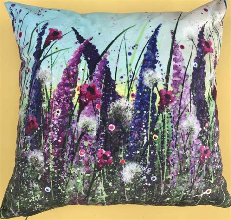 Floral Breeze Velvet Cushion By Wendy Carlton