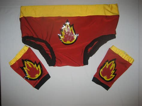Red Wrestling Trunks And Wrist Covers With Flames Designs Brozdesign Wrestling