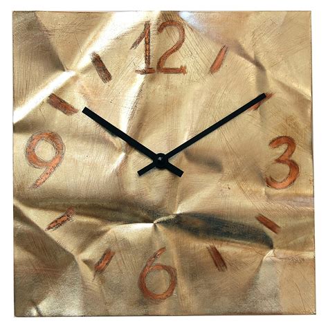 Large Square Copper Wall Clock 12 Inch Silent Non Ticking