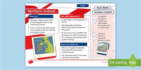 Ks Northern Ireland Fact File Geography Europe Twinkl