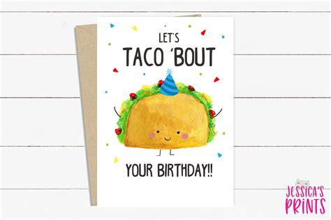 Taco Pun Birthday Card Funny Taco Card Best Friend Card Food Pun