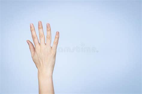 Female Hand Shows Number Five Woman Hand Showing Five Fingers