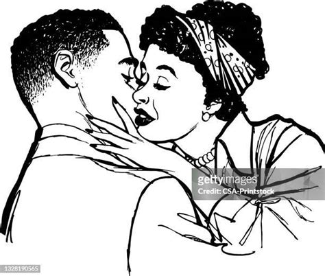 interracial kissing high res illustrations getty images