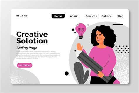 Premium Vector Flat Creative Solutions Landing Page Template