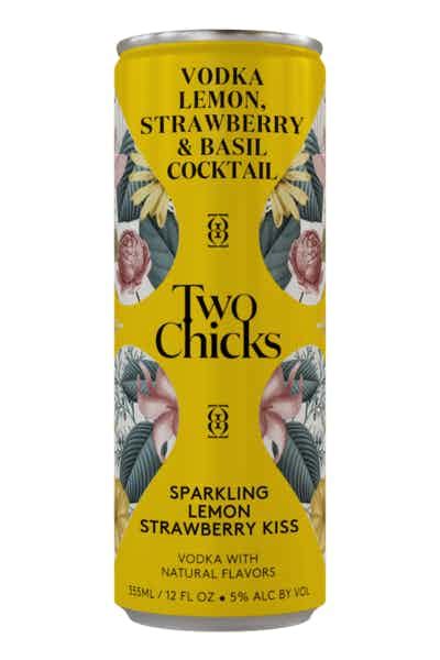 Two Chicks Sparkling Lemon Strawberry And Basil Kiss Vodka Cocktail Price And Reviews Drizly