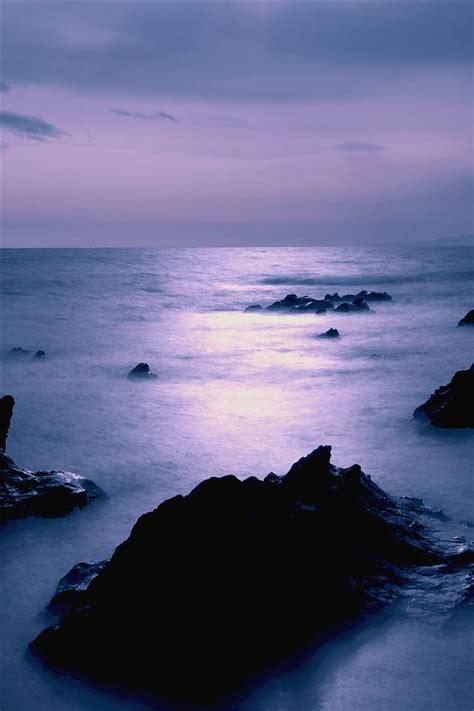 Japan Sea Coast Dusk Scenery Rocks Scenery Dusk Night Skies
