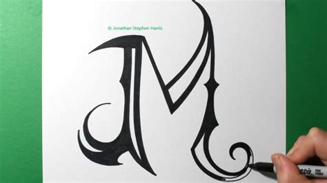 How To Draw Fancy Medieval Letter M Design Youtube