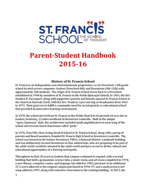 Parent Studenthandbook15 16 1 By Francis Parker School Of Louisville