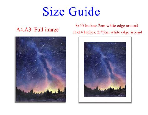 Watercolor Painting Print Starry Sky Print Starry Night Etsy