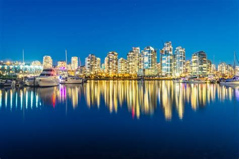 Cityscape Picture Of Vancouver In Canada At Night Free Image For Writers