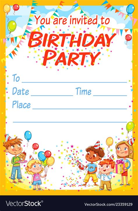 Download from our site, print, or send your invitations online with rsvp. Invitation card for birthday party Royalty Free Vector Image