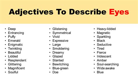 Adjectives To Describe Eyes Grammarvocab