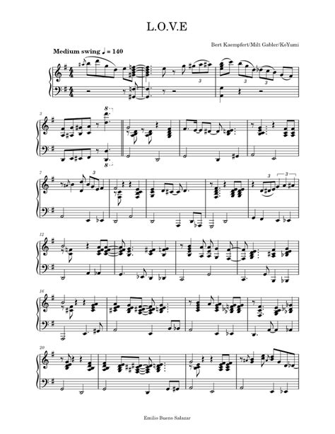 l o v e bert kaempfert sheet music for piano solo