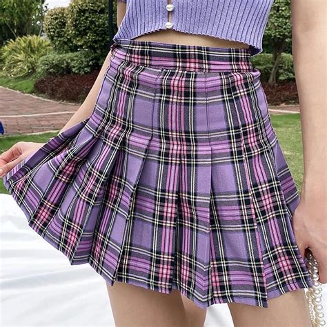 Shop Tmp Isabella Skirt Purple Plaid Pleated Skirt In 2020 Purple