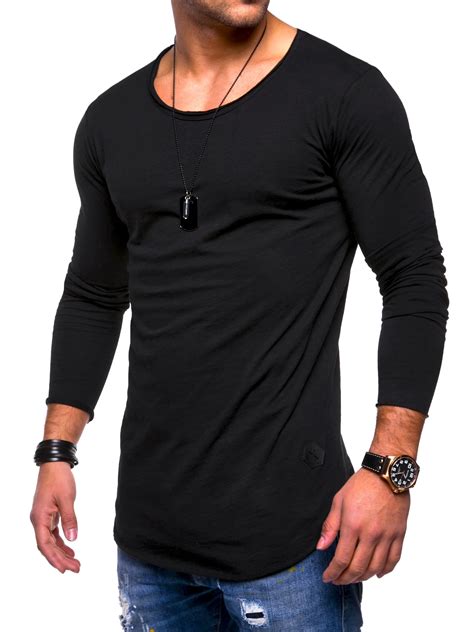 Mens Long Sleeve T Shirt Men Pure Color Slim Round Collar Lonelines