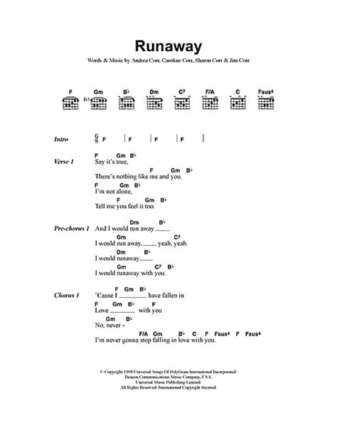 The Corrs Runaway Sheet Music Download Printable Pop Pdf Score