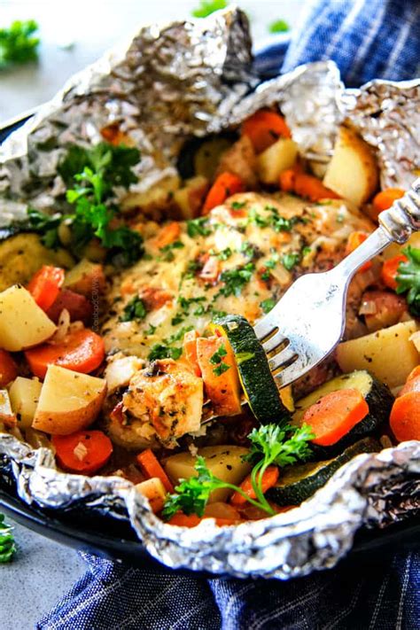 Baked Chicken And Vegetables In Foil