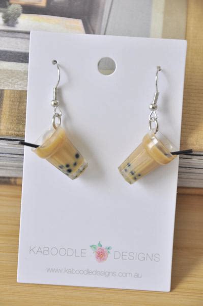 Bubble Tea Pearl Milk Tea Boba Novelty Fun Drop Dangle Earrings Kaboodle Designs