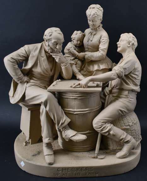 John Rogers Checkers Up At The Farm Plaster Statue Bhd Auctions