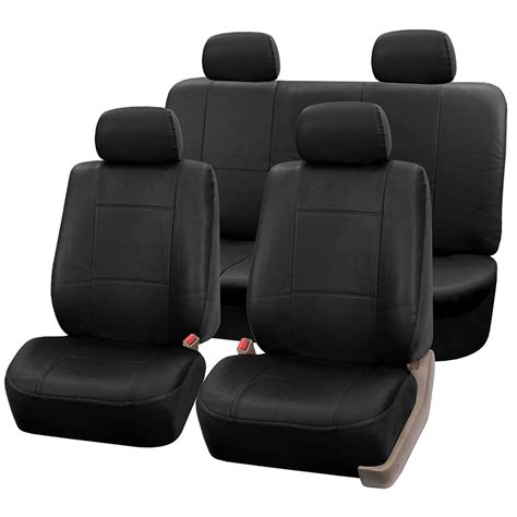 Fh Group Faux Leather Universal Seat Covers Full Set Black